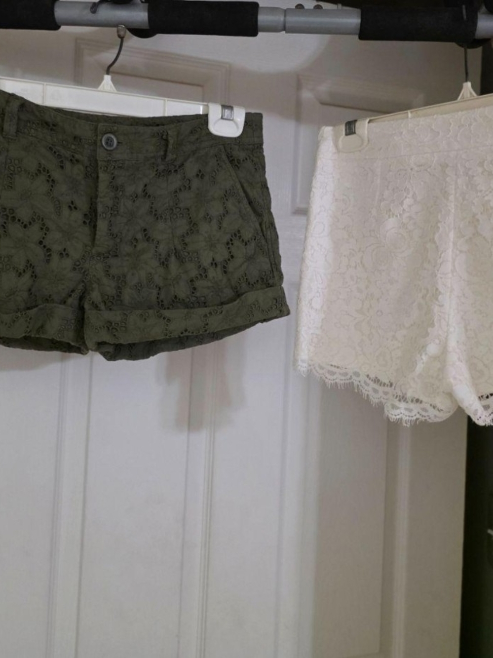 Olive Green Lace Eyelet Women’s Shorts